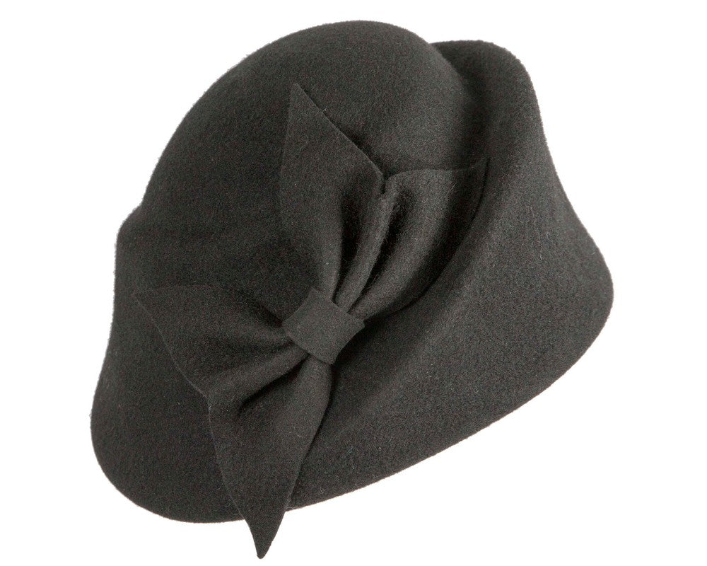Unique black ladies winter felt fashion hat